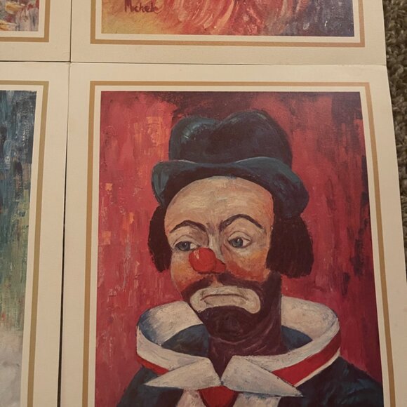 Set of 4 Clown reproduction prints 8x10 by Michele ready for framing - Picture 3 of 12